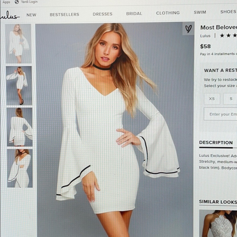 Lulus white bell sleeve bodycon dress